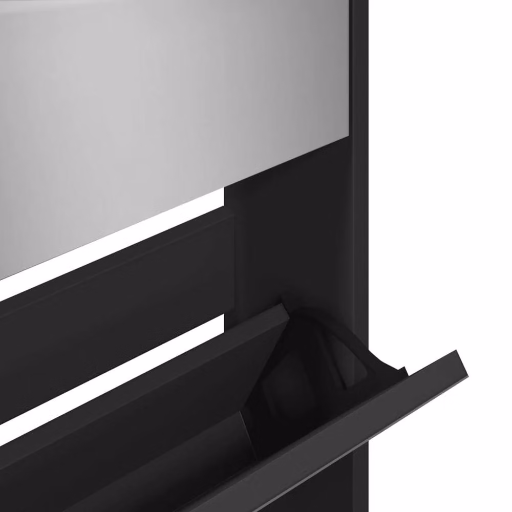 Berkfield Home Modern Black 5-Layer Shoe Cabinet with Mirror, W: 63 cm, D: 17 cm, H: 169.5 cm – 3