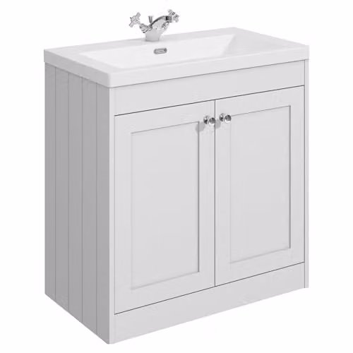 Balterley White Floor Standing Bathroom Vanity Unit with Rectangular Basin and Soft Close 2 Doors, W/D/H: 80 x 45.3 x 80 cm