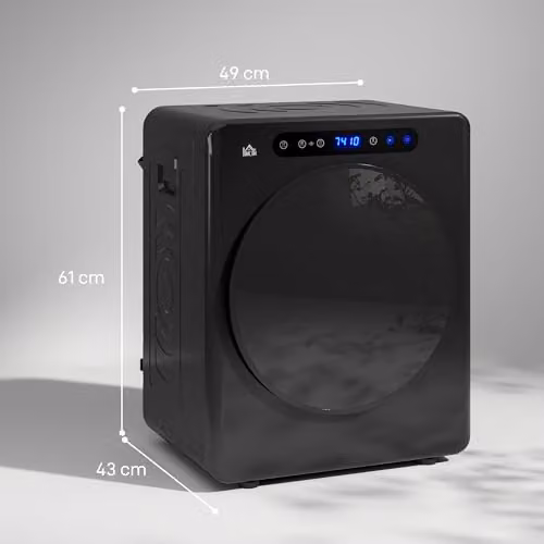HOMCOM Vented Front Loader Tumble Dryer, 5kg Wet Laundry/3kg Dry Capacity, 1000W, Black – 7