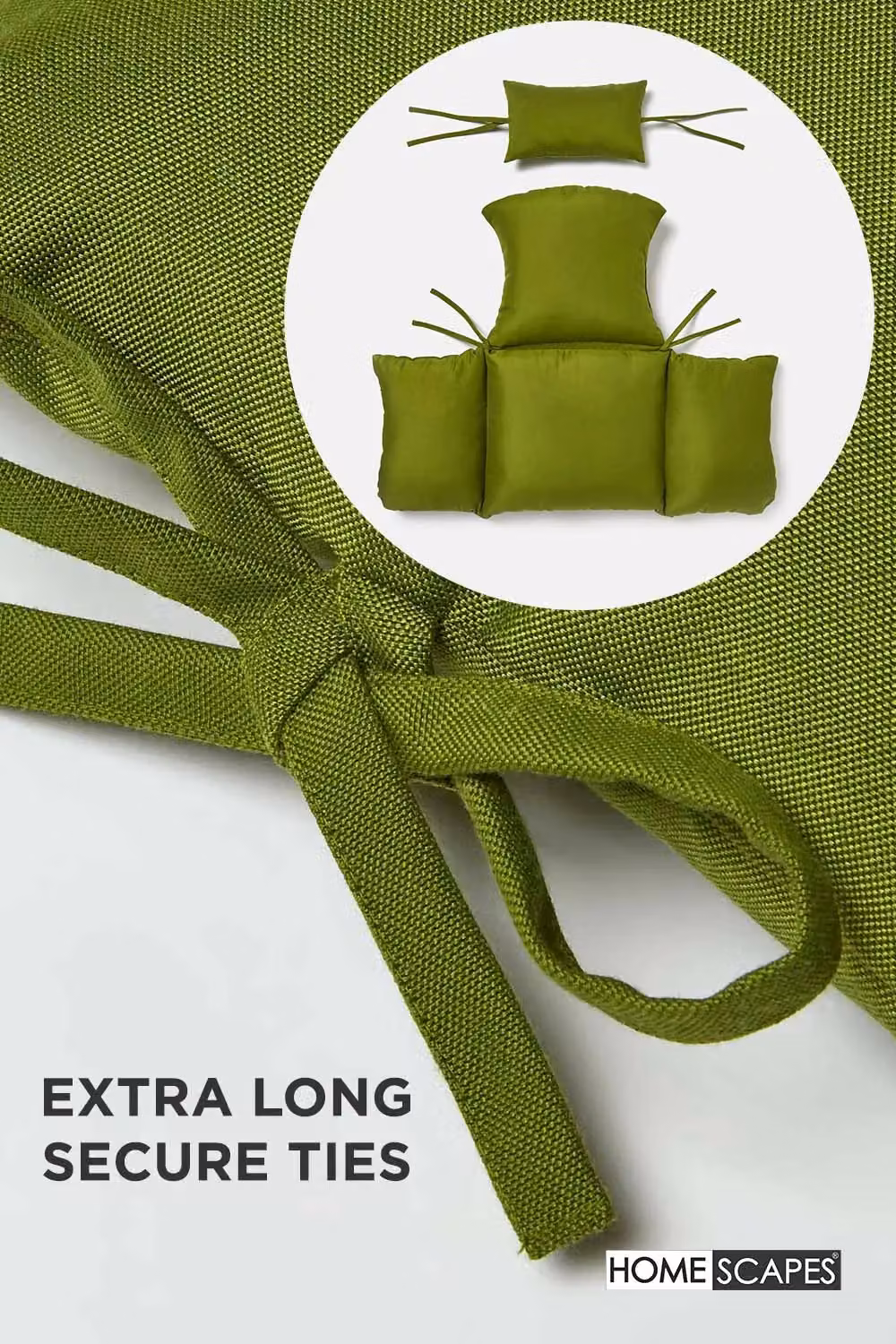 HOMESCAPES Luxury Waterproof Egg Chair Cushion in Green with Removable Headrest – 4