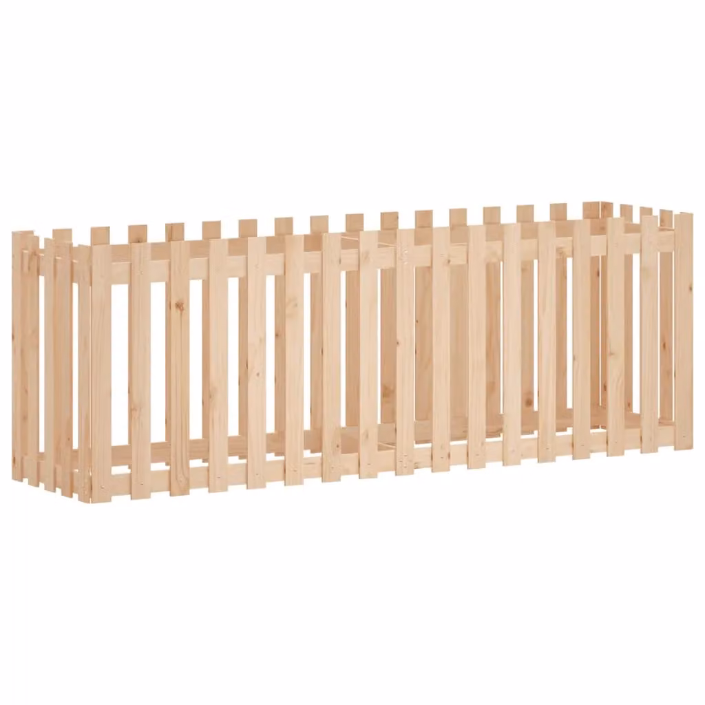 Berkfield Home Garden Raised Bed with Fence Design in Brown Solid Wood, W/D/H: 200 x 50 x 70 cm – 2