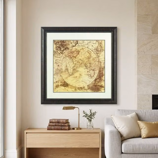 Orsina Antique Map Wall Art in Black and Gold Wood Frame – 2