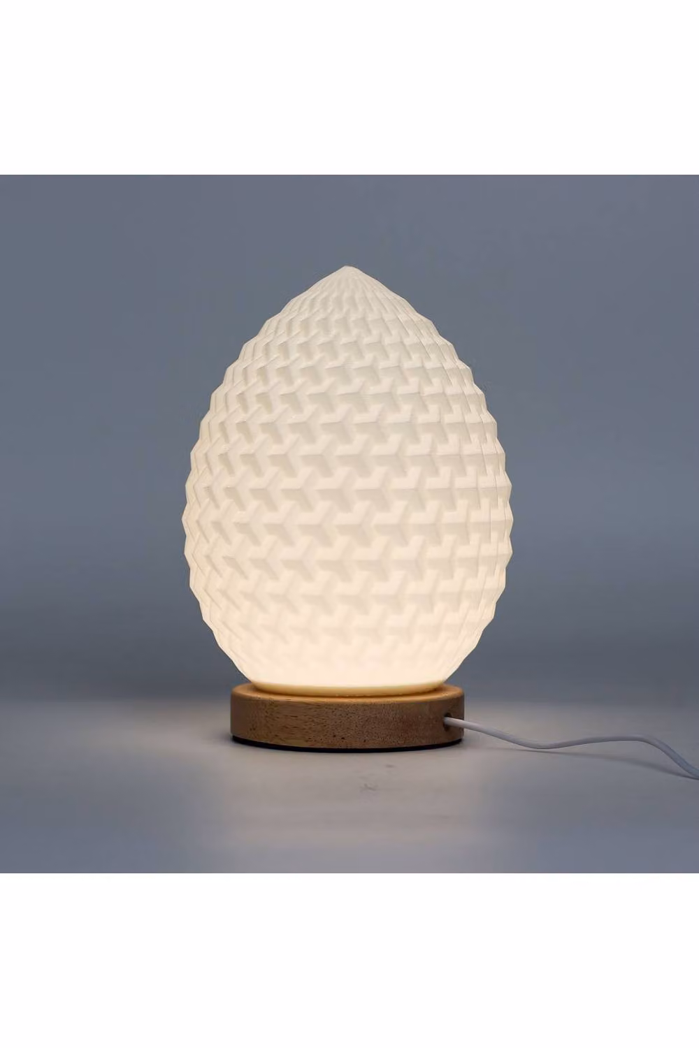 KDMD Teardrop New Wave USB Tabletop Lamp in White and Wood with 3 Brightness Settings – 2