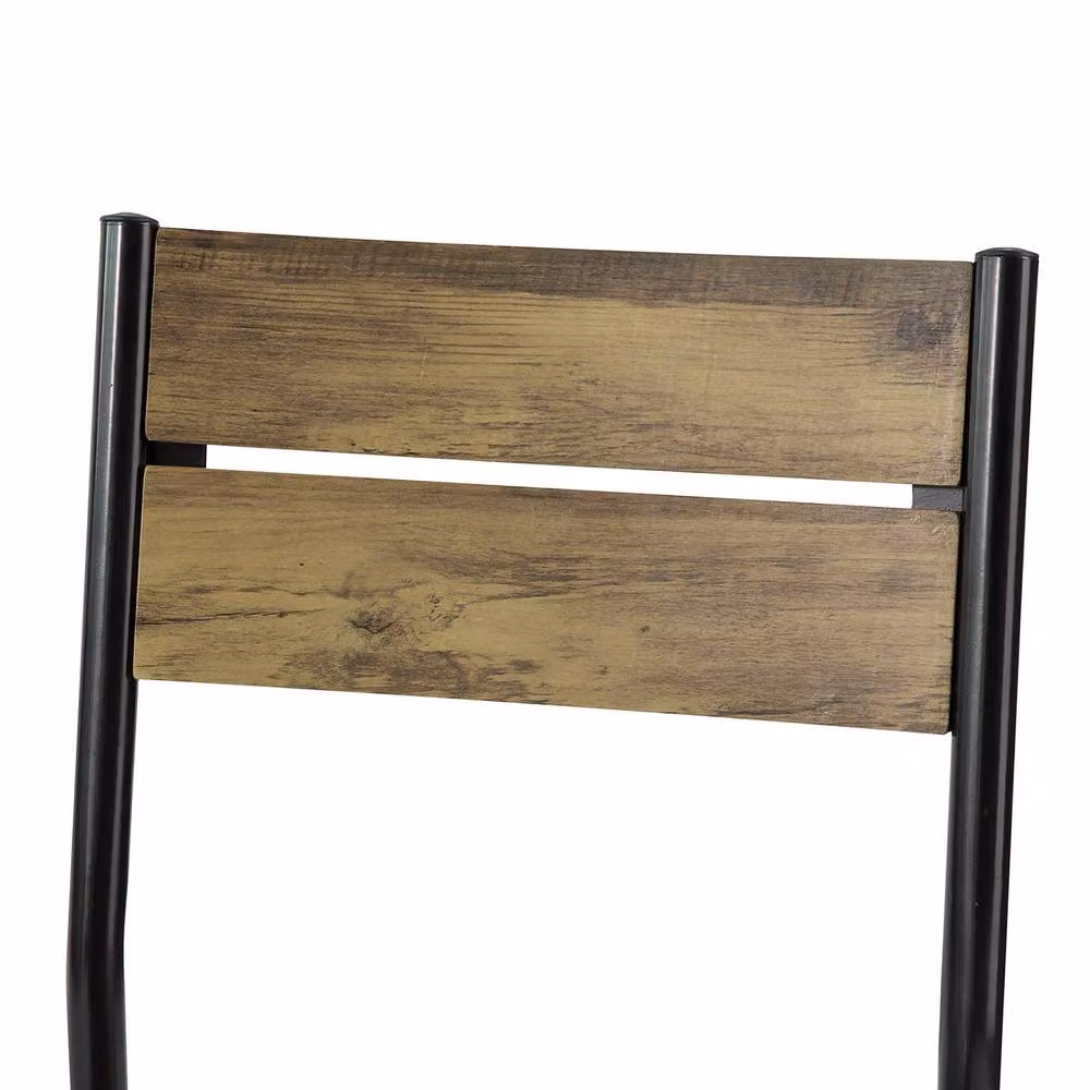 SoBuy Industrial Dining Chair in Brown and Black with Wood and Metal Frame – 4