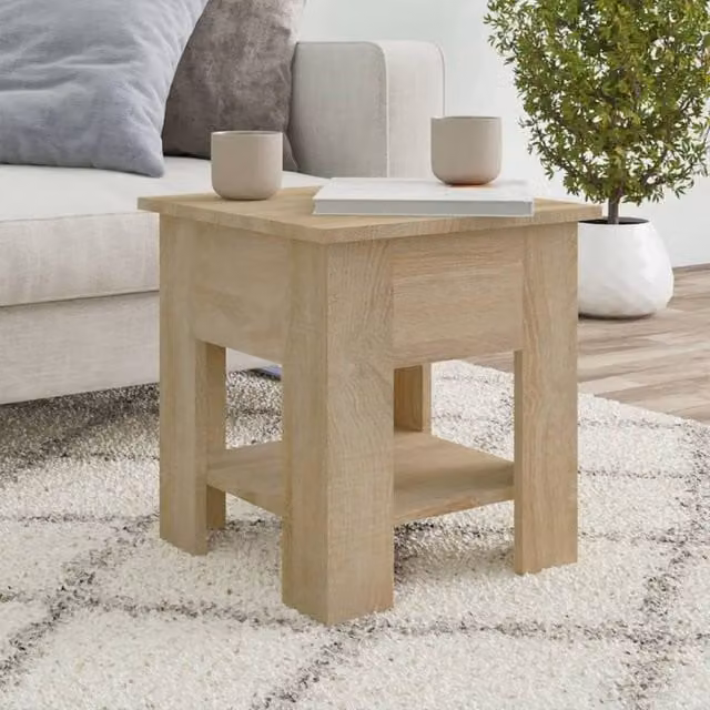 Berkfield Home Sonoma Oak Coffee Table in Brown, W/D/H: 40 x 40 x 42 cm – 1