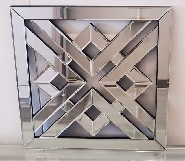 Biznest Geo Geometric Style Silver Decorative Wall Mirror