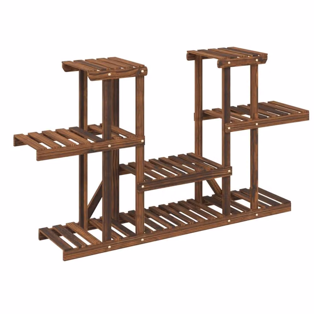 Berkfield Home Retro Wood Flower Stand in Brown, W/D/H: 110 x 25 x 73 cm – 4