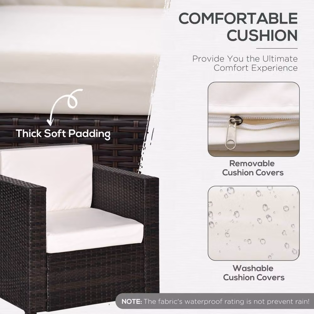 Wyld Haus Rado Mixed Brown PE Rattan Single Outdoor Armchair with Cream Cushions – 5