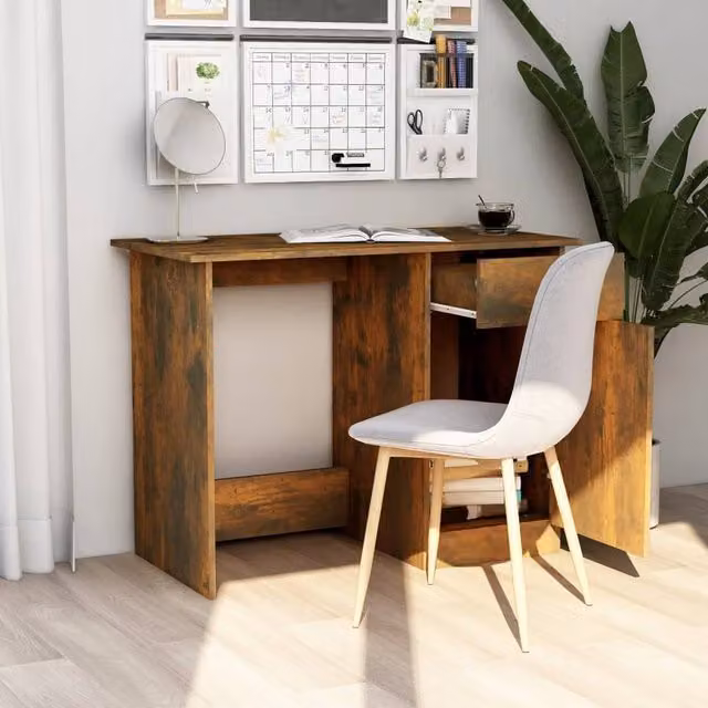 Berkfield Home Modern Writing Desk in Smoked Oak Brown, W/D/H: 100 x 50 x 76 cm