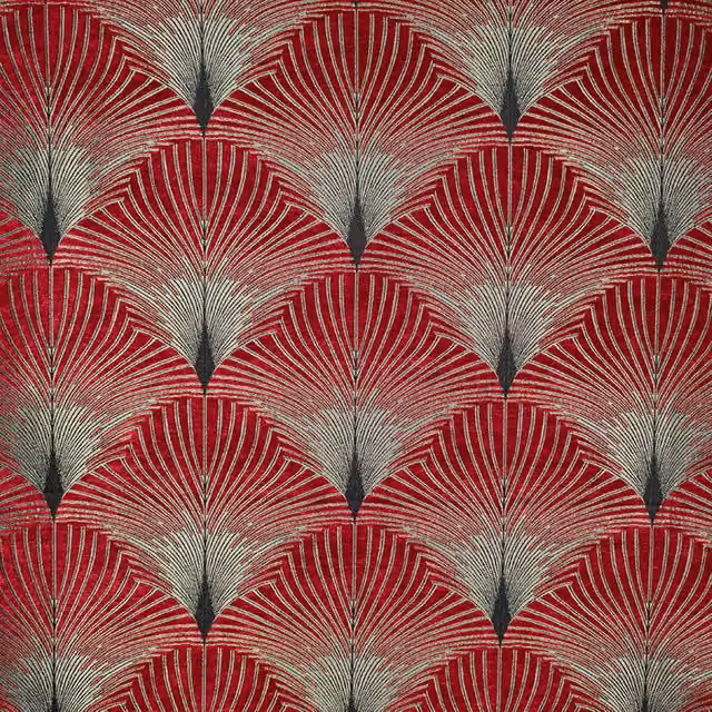 Fibre Naturelle New York Graphic Art Deco Red Chenille Fabric Panel