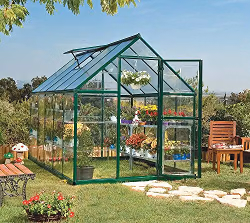Palram Hybrid Polycarbonate Greenhouse in Green, W: 185 cm, H: 208 cm, L: 306 cm – 3