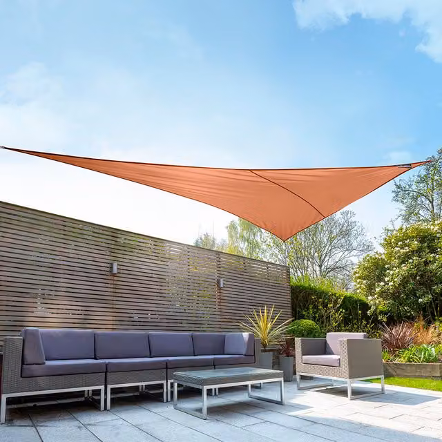 Kookaburra Waterproof Right Angle Triangle Sun Shade Sail, UPF 50, Orange, W: 6 m, D: 4.2 m