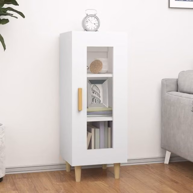 Berkfield Home White Scandinavian Sideboard in Matt Engineered Wood, W/D/H: 34.5 x 34.5 x 90 cm