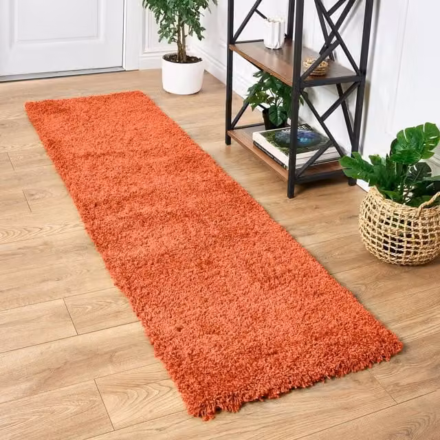 Bravich California Shaggy Rug in Orange, W: 230 cm, D: 60 cm