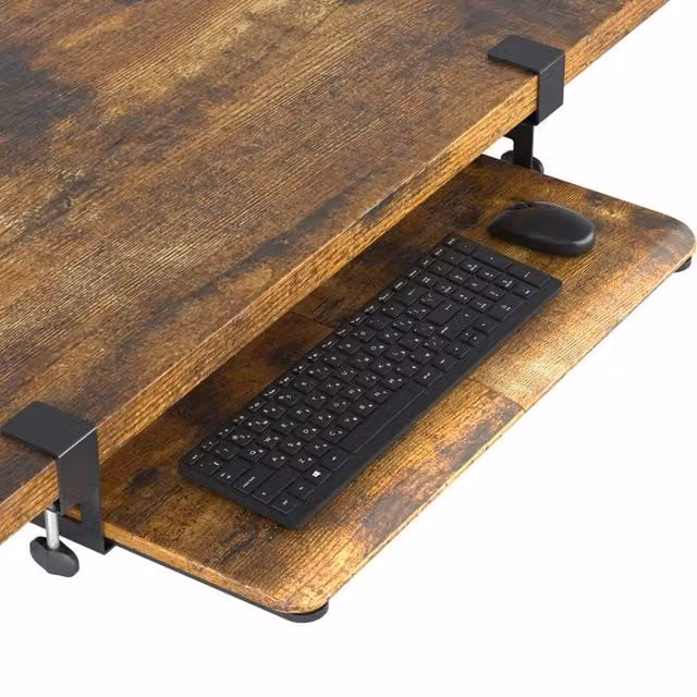 SPETLEK Wood Under Desk Keyboard Tray, Brown, W: 65 cm, D: 30 cm – 1