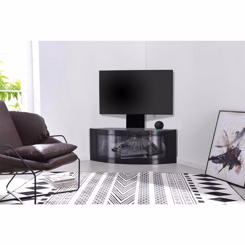 Centurion Supports PANGEA Tru-Corner Flat Screen 32-55 inch TV Cabinet with Mounting Arm in Black – 3