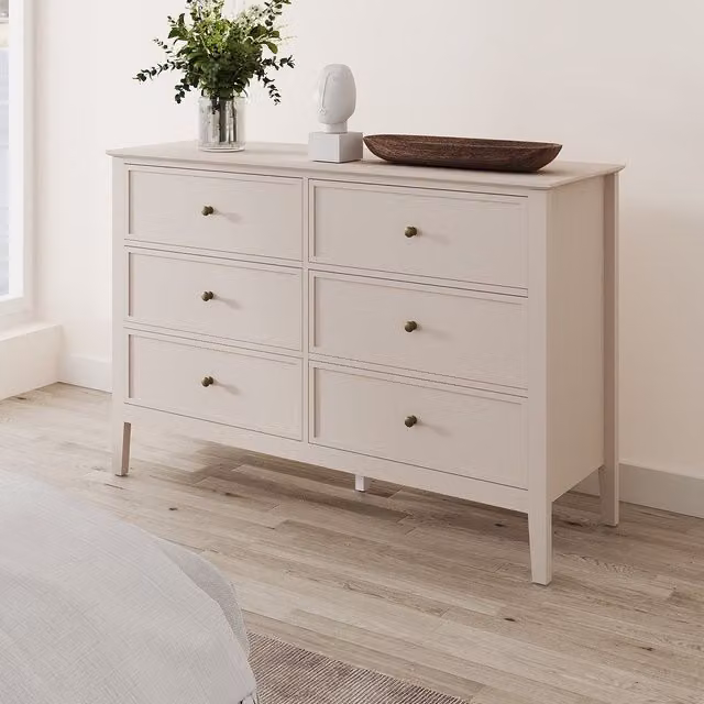 Melody Maison Rowley Large 6 Drawer Chest of Drawers in Beige and Grey