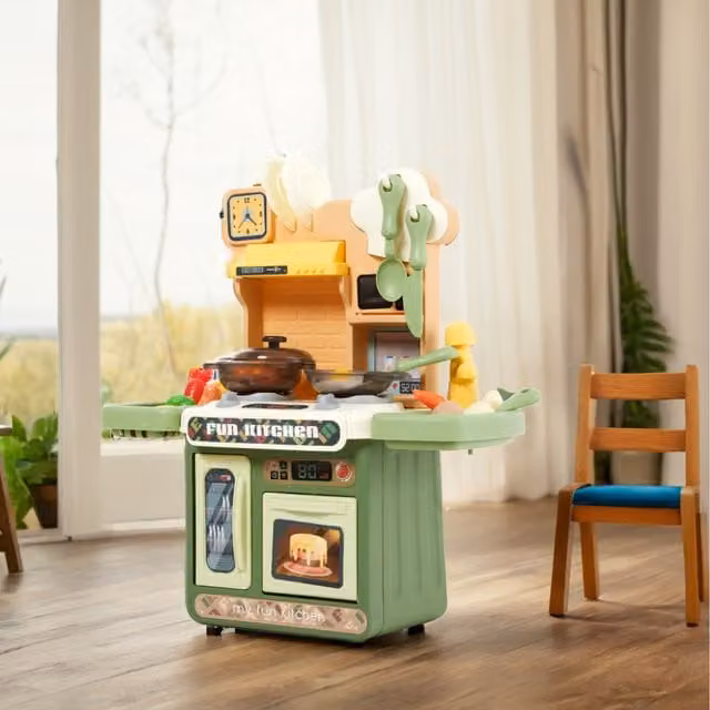 Livingandhome Green Plastic Kitchen Playset with Sounds and Lights