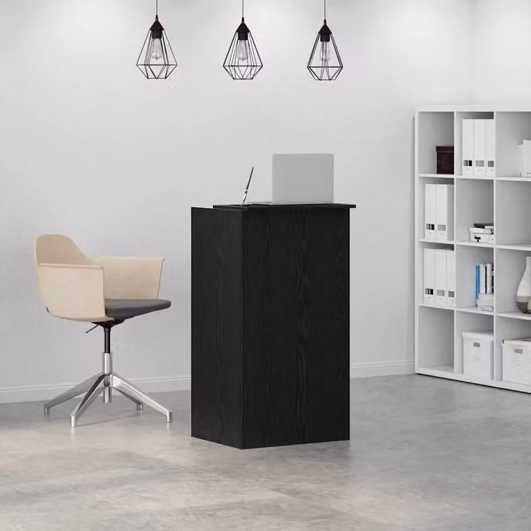 Berkfield Home Black Modern Reception Desk in Engineered Wood W/D/H: 55 x 50 x 103.5 cm