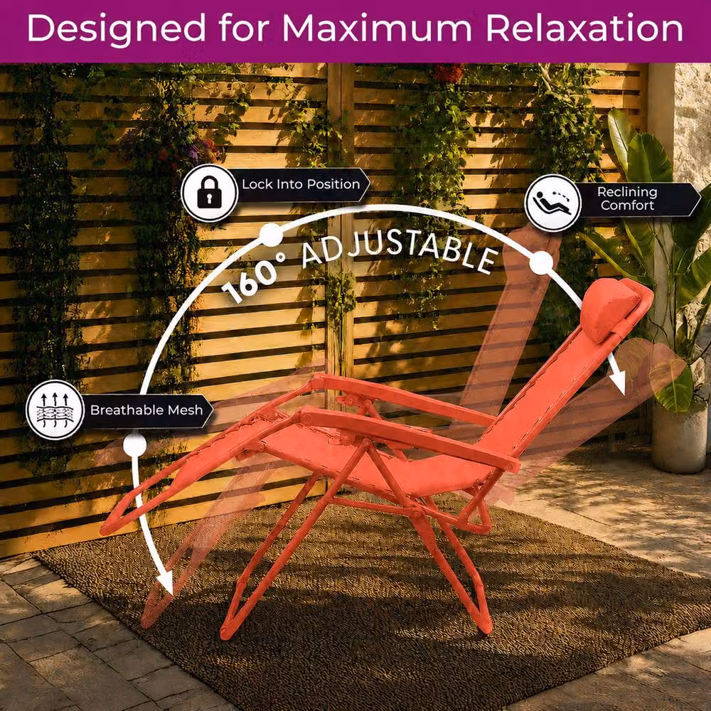 Neo Zero Gravity Recliner Garden Sun Loungers in Coral – 2