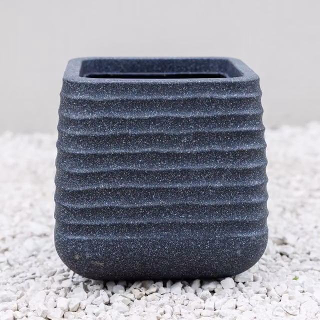 Primrose Square Ridged Outdoor Planter Garden Flower Pot in Black or Grey
