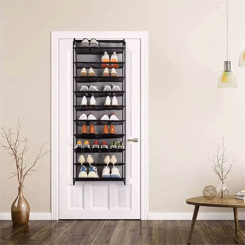 SPETLEK Wall Hanging Shoe Rack Organizer, 30 Pairs Capacity, Black Metal – 4