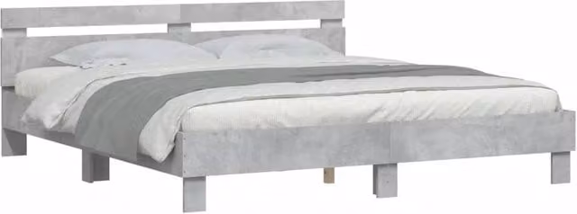 Berkfield Home Durable Super King Bed Frame with Under-Bed LED Lighting in Concrete Grey, W/D/H: 180 x 200 x 70 cm – 1
