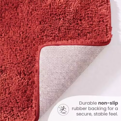 Allure Bath Fashions Non-Slip Microfibre Pedestal Toilet Mat, Quick Drying, Red, W/D/H: 50 x 50 x 2 cm – 3