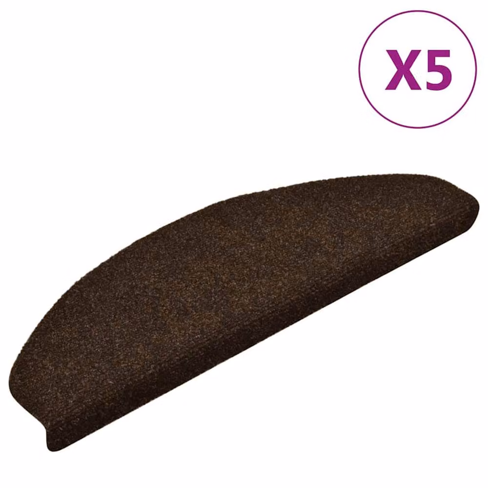 Berkfield Home Self-adhesive Non-slip Stair Mats, 5 Pieces, Brown, W/D/H: 65 x 21 x 4 cm – 2