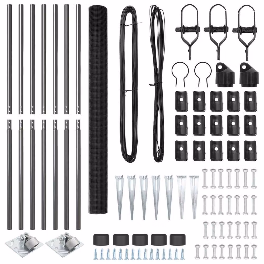 Berkfield Home Grey Steel Welded Wire Fence with 7 Spike Posts, W: 10 m, H: 1.5 m – 4