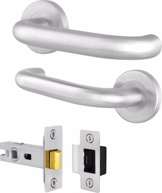 AFIT Satin Stainless Steel Return to Door Handles in Silver, W x W: 150 x 150 mm – 1