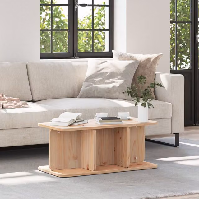 Berkfield Home Rustic Rectangular Coffee Table in Brown Natural Solid Pine Wood