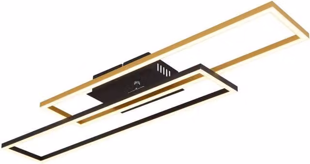 Netlighting Dakari Semi Flush Ceiling Light in Matt Black and Gold with 2x Warm White LED Bulbs