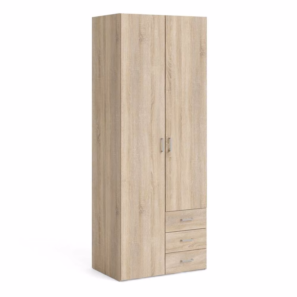 Wyld Haus Berlin Berlin Oak Effect Wardrobe with 2 Hinged Doors, 3 Drawers and 1 Shelf in Natural Sand – 2