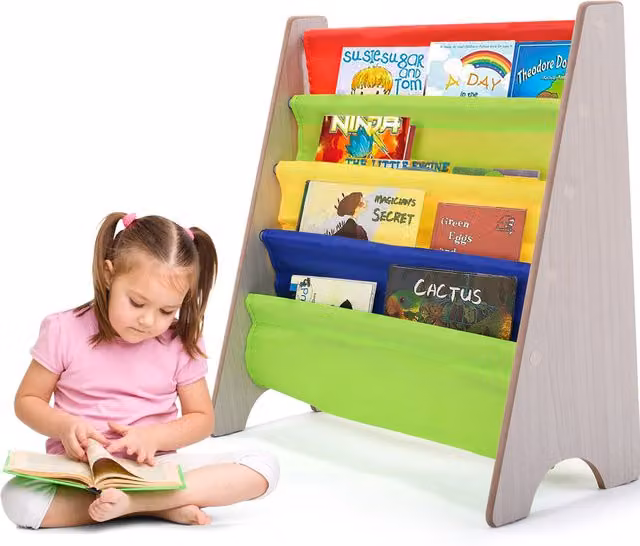 Costway 3-Tier Kids Wood Bookcase and Freestanding Storage Shelf in Natural