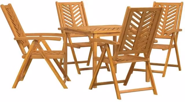 Berkfield Home 5 Piece Garden Dining Set in Brown Oiled Solid Acacia Wood – 1