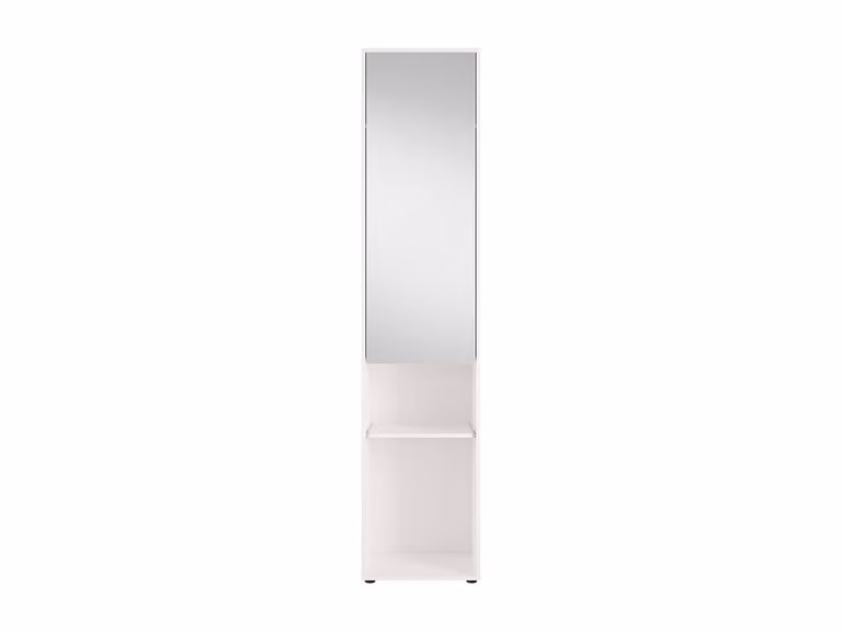 Vente-unique White Storage Column for Wall Bed with Mirror and Wardrobe