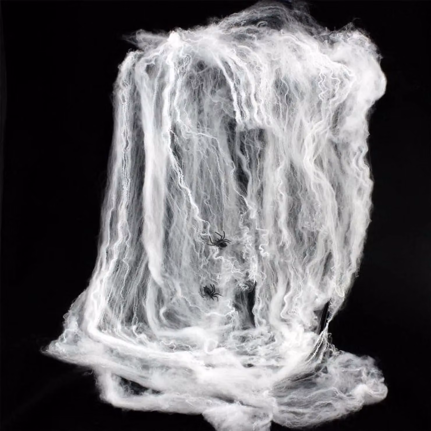 Shatchi 100-Pack White Stretchable Halloween Spider Web Decoration with 4 Spiders – 2