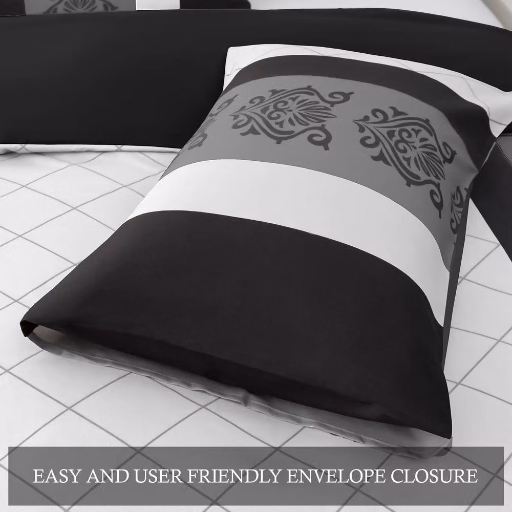 Grace Double Brushed Microfibre Double Duvet Cover and Pillowcase Set in Black, W/D/H: 180 x 200 cm – 6