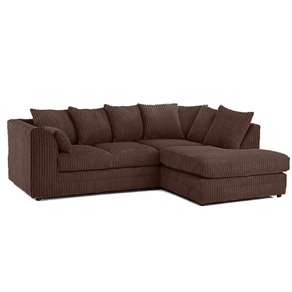 Snug Furniture Birmingham Ltd Jumbo Cord Right Hand Corner Sofa with Matching Ottoman in Chocolate Brown – 2