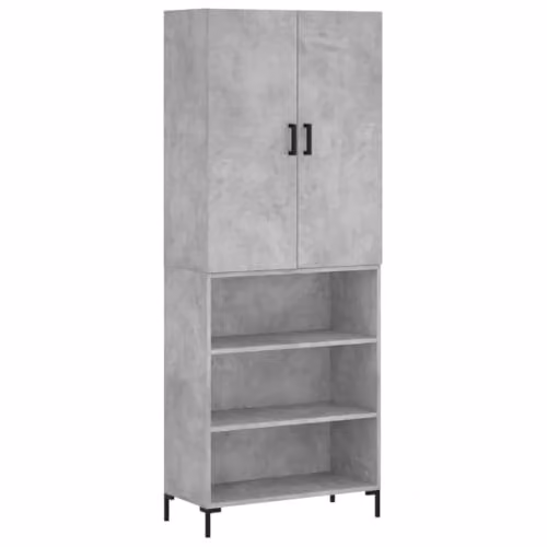 vidaXL Industrial Highboard in Concrete Grey with Hinged Doors and Internal Shelves, W/D/H: 69.5 x 34 x 180 cm – 1