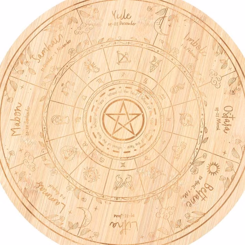 Uniqueful Wheel of the Year Wooden Serving Board in Beige – 2
