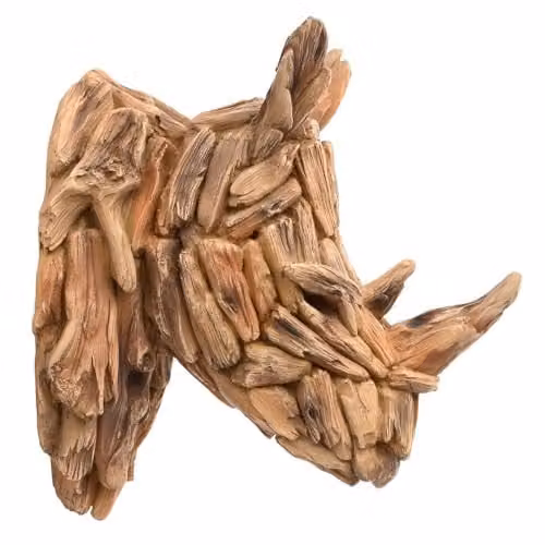 Widdop and Co Naturecraft Driftwood Collection Rhino Head Tabletop Decor in Brown