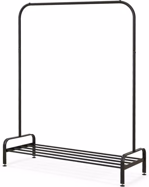Costway Matt Black Metal Clothes Rail with Continuous Linear Rail