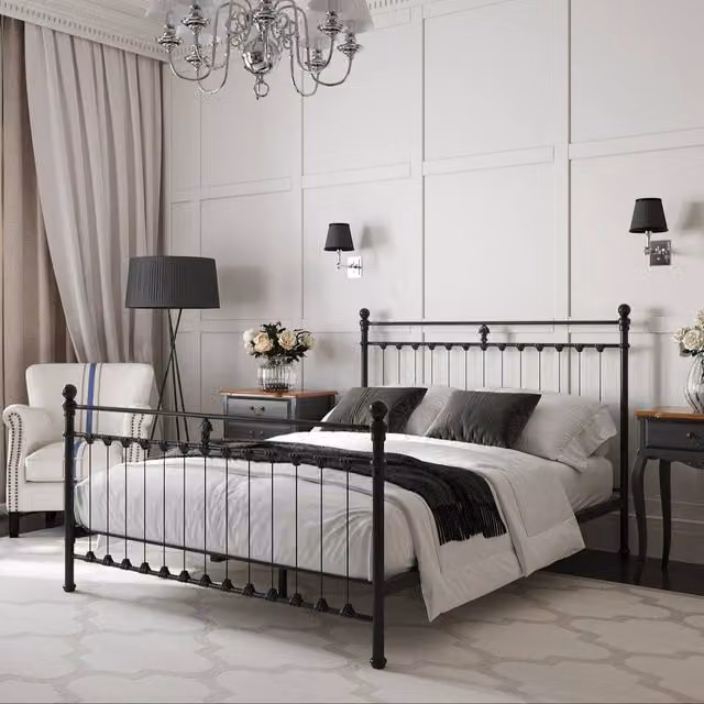 Snuggle Beds Aria Black Classic Metal Bed Frame, Small Double (W/D/H: 120 x 200 cm) – 1
