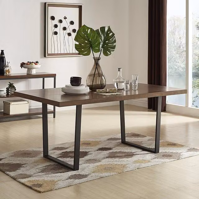 Livingandhome Rectangular Metal Table Legs in Matt Black, 70 cm