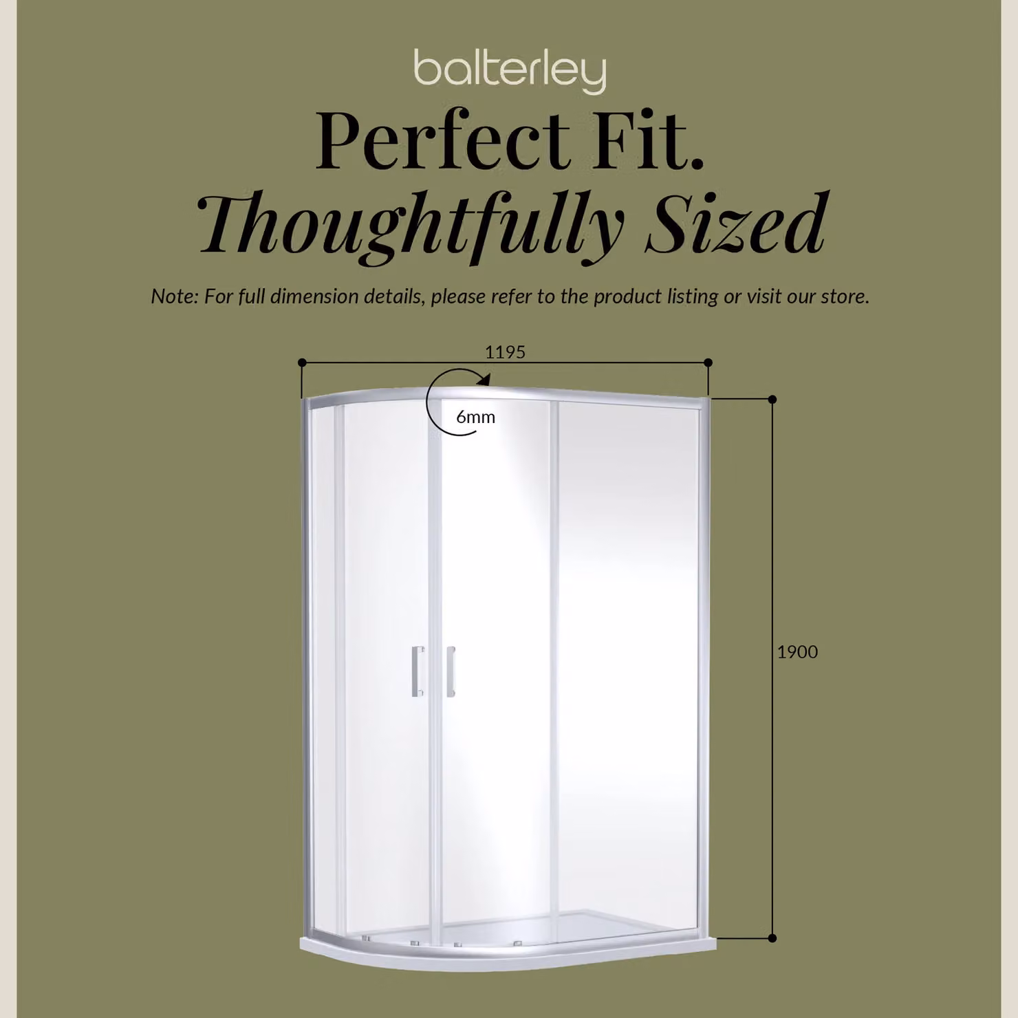 Balterley 6mm Glass Offset Quadrant Shower Enclosure, Silver, W/D/H: 120 x 190 x 90 cm – 4