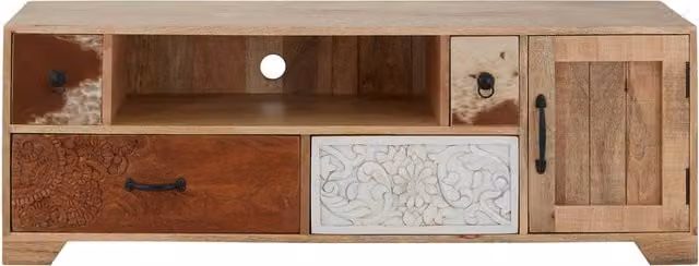 Fifty Five South Marwar Mango Wood Media Unit in Multi Colour