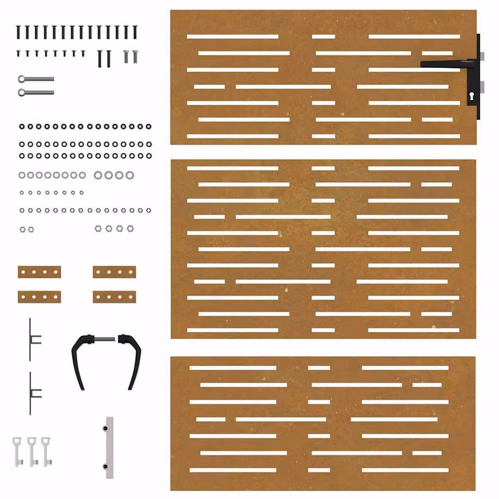 Berkfield Home Brown Corten Steel Garden Gate with Square Design, W: 85 cm, H: 125 cm – 6
