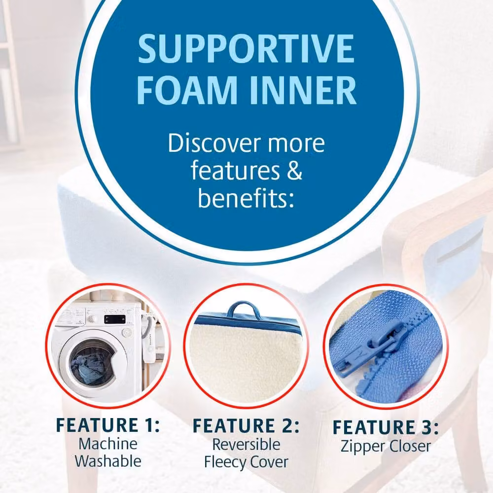 Coopers of Stortford Sherpa Fleece Topped Booster Cushion with Removable Machine Washable Cover in Blue Multicolour – 4